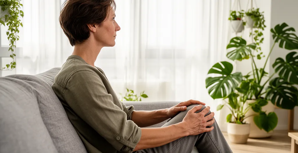 Personne détendue dans un salon moderne en moment de relaxation cannabinoïdes B20